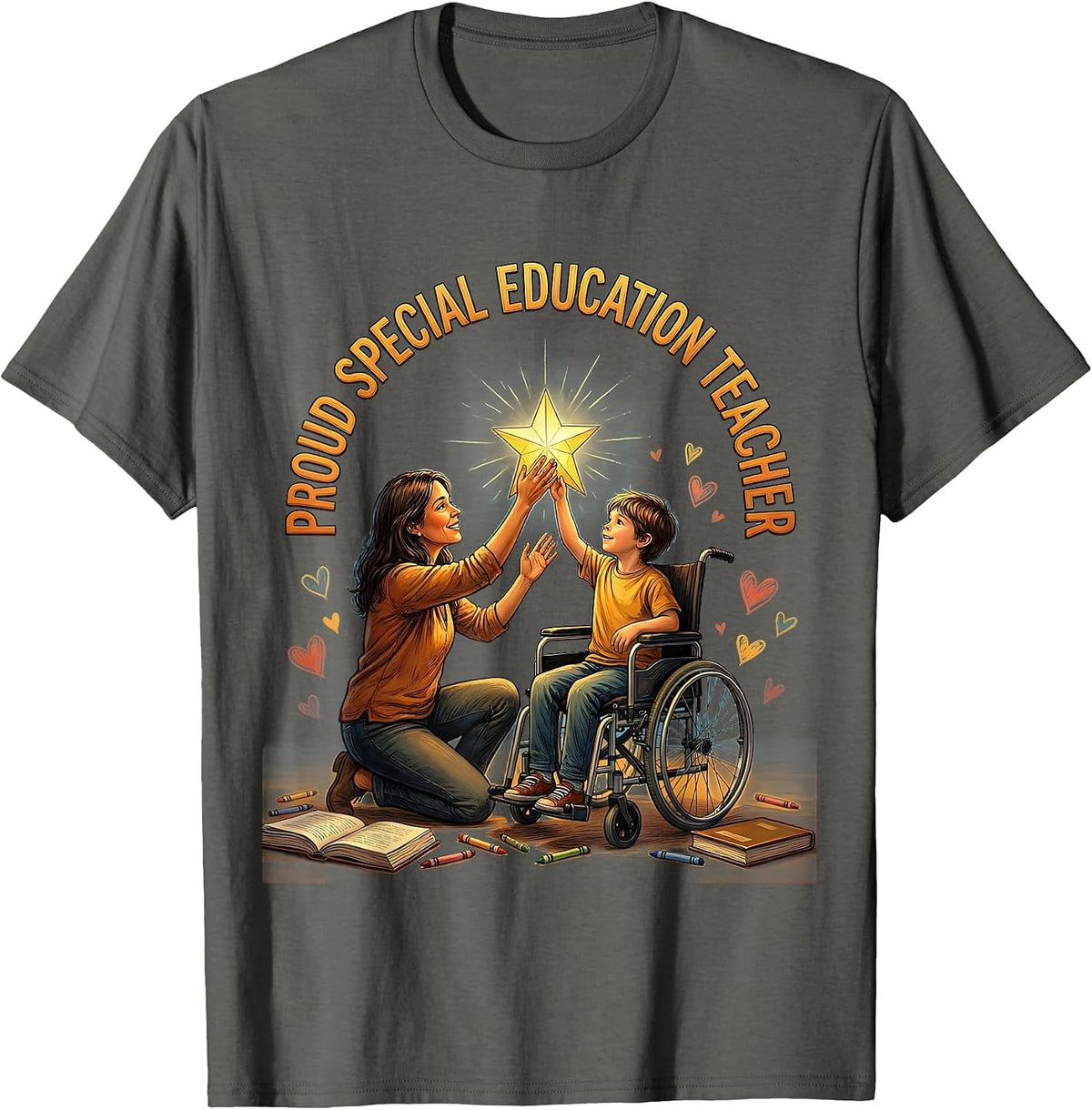 Proud Special Education Teacher Graphic Design T-Shirt - Asphalt Grey
