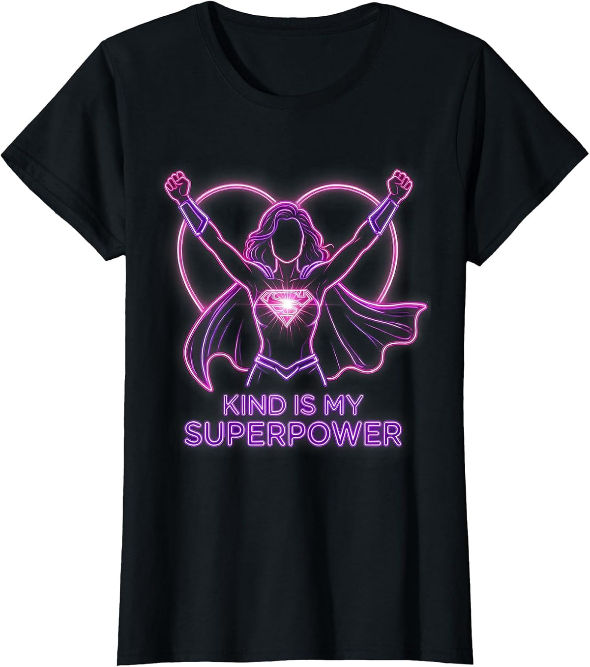 Women's Kind Is My Superpower Be Kind Graphic Design T-Shirt - Black