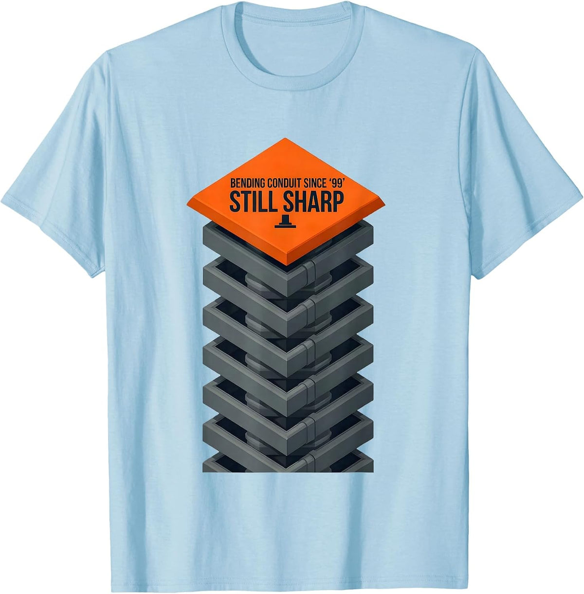 Men's Bending Conduit Since '99, Still Sharp Funny Electrician T-Shirt - Baby Blue