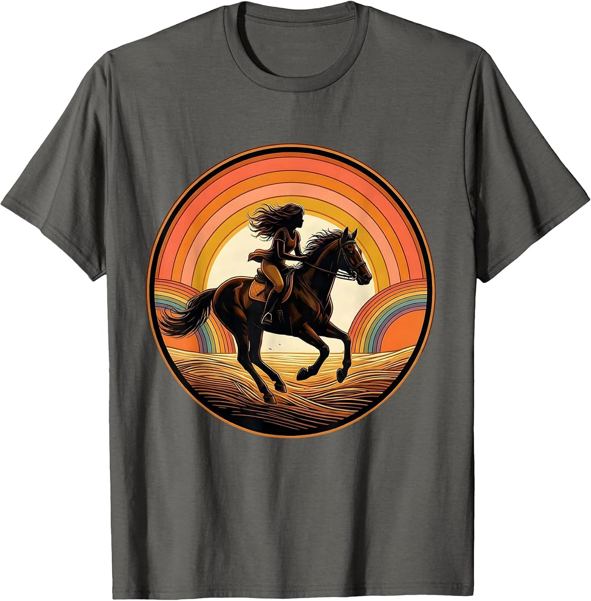 Girls Will Be Girls Horse Riding Graphic Tee T-Shirt - Asphalt Grey