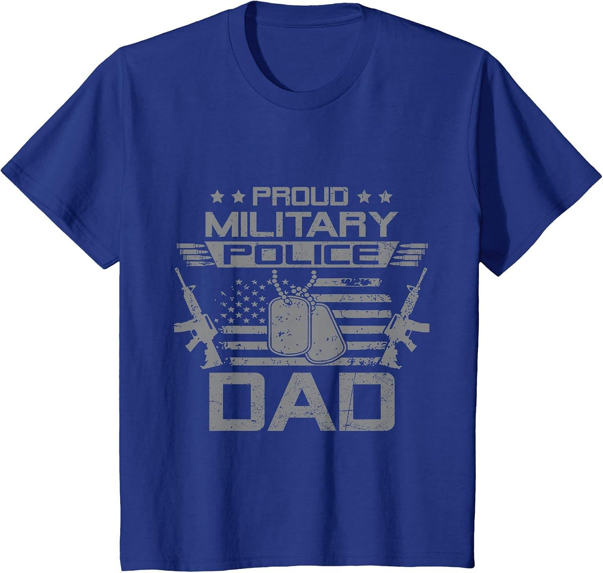 Proud Military Police Dad Flag American US Veteran T-Shirt - Royal Blue