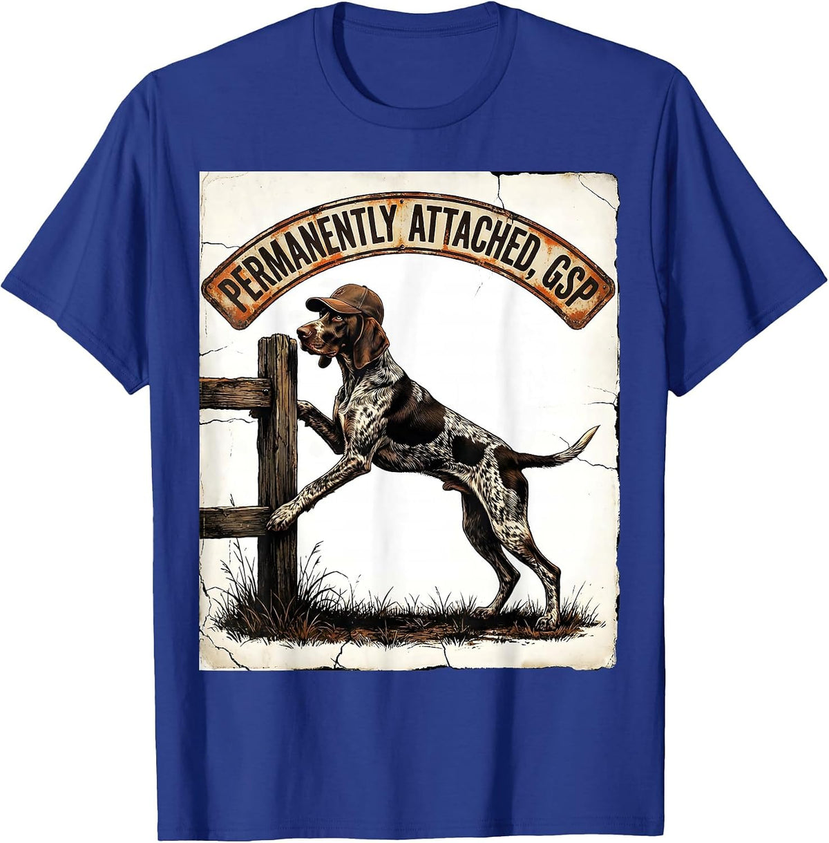 Men's Permanently Attached GSP Funny German Shorthaired Pointer T-Shirt - Royal Blue