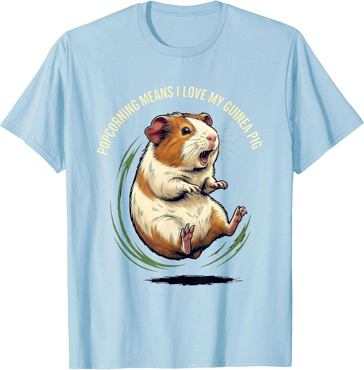 Men's Popcorning Means I Love My Guinea Pig Funny Guinea Pig Lover T-Shirt - Baby Blue