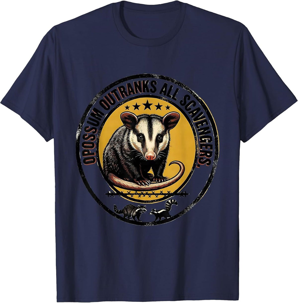 Men's Opossum Outranks All Scavengers Funny Animal Meme Possum T-Shirt - Navy Blue