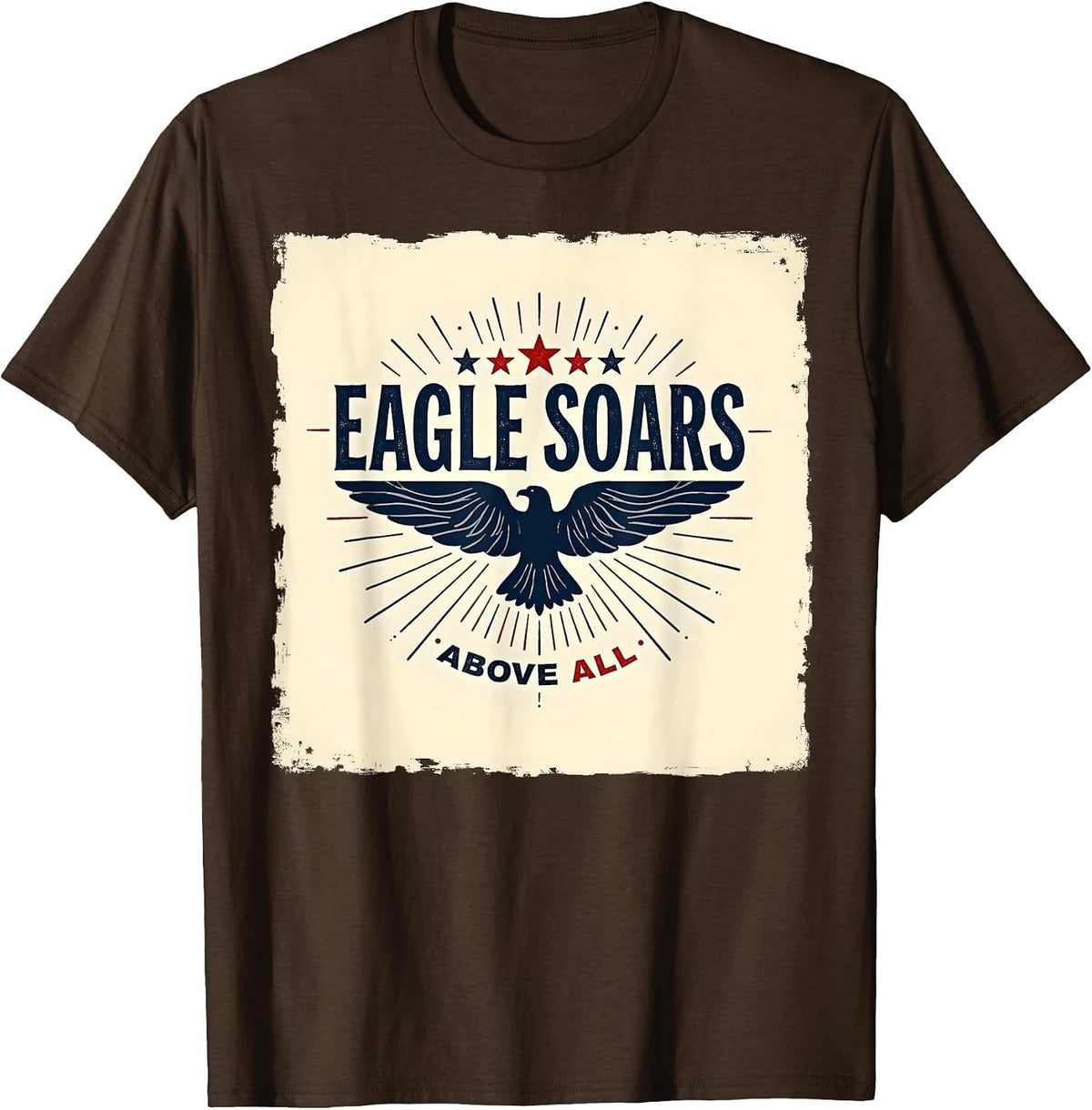 Eagle Soars Above All Patriotic Design T-Shirt - Brown