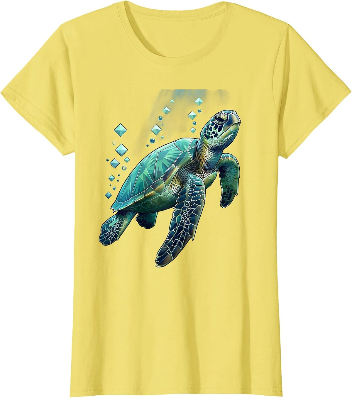 Turtle Swimming Through Bubbles and Light T-Shirt - Lemon Yellow