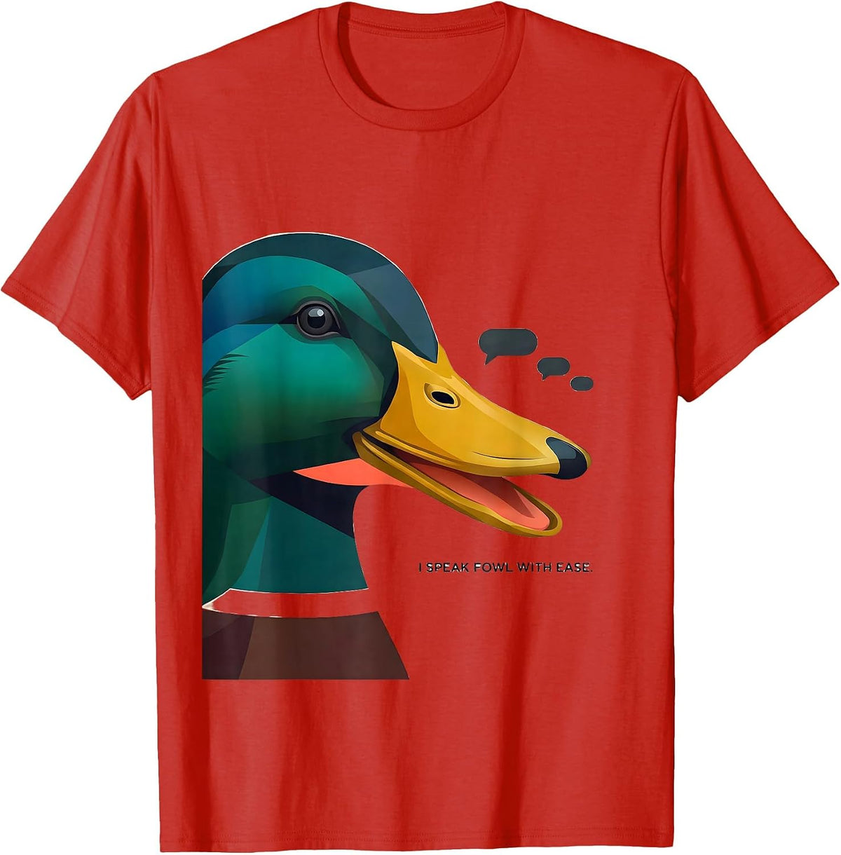 Men's I Speak Fowl With Ease Midcentury Modern Duck Lover Farmer T-Shirt - Red