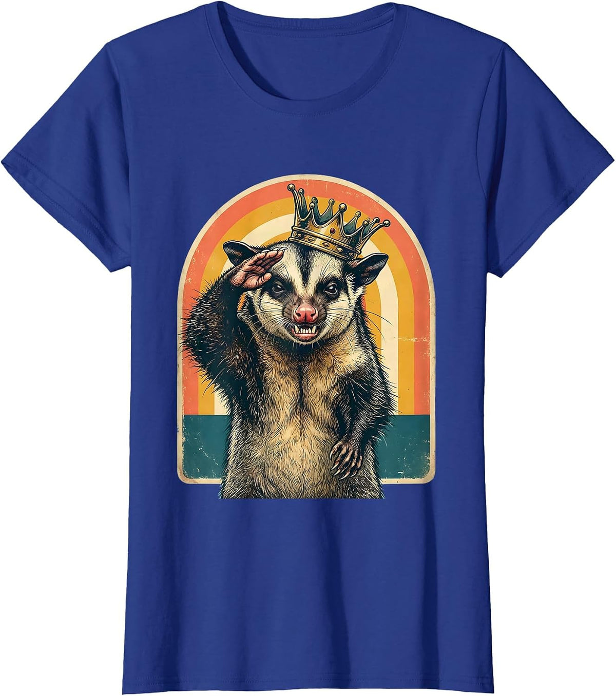 Women's Hissing Opossum Crown Meme Humor Possum Lover T-Shirt - Royal Blue