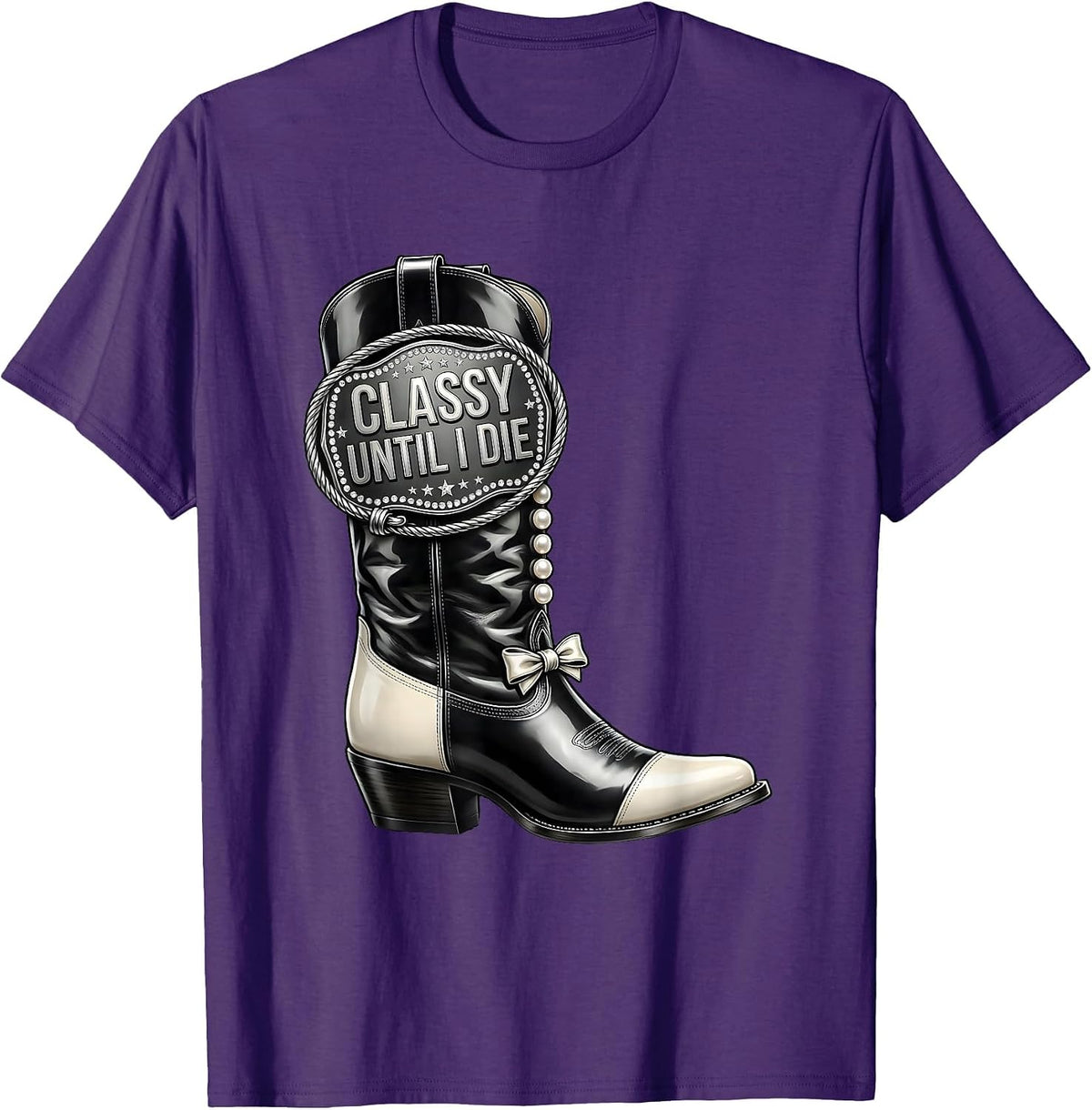 Classy Until I Die Tuxedo Graphic Design T-Shirt - Purple