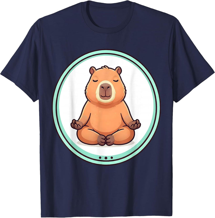 Cute Capybara Kawaii Funny Animal Lover Gift T-Shirt - Navy Blue