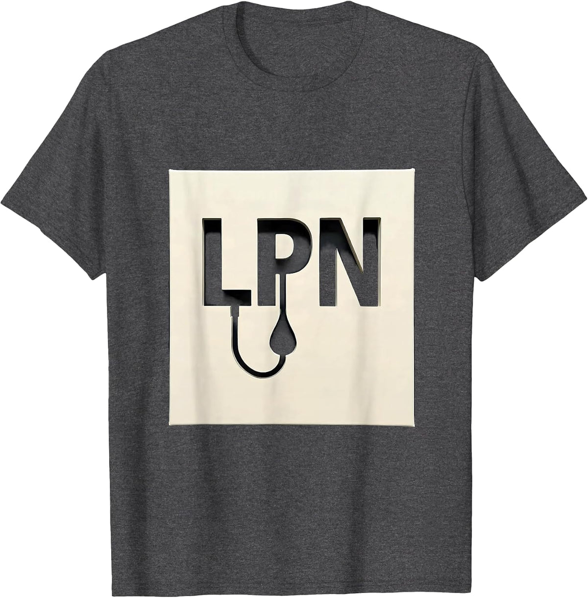 Men's LPN Minimalist Nurse Stencil Plate IV Line Symbol T-Shirt - Dark Heather Grey