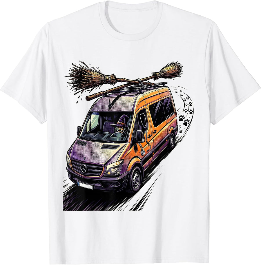 Men's Vet Mobile Clinic Witch Hat Halloween Occupation Humor T-Shirt - White