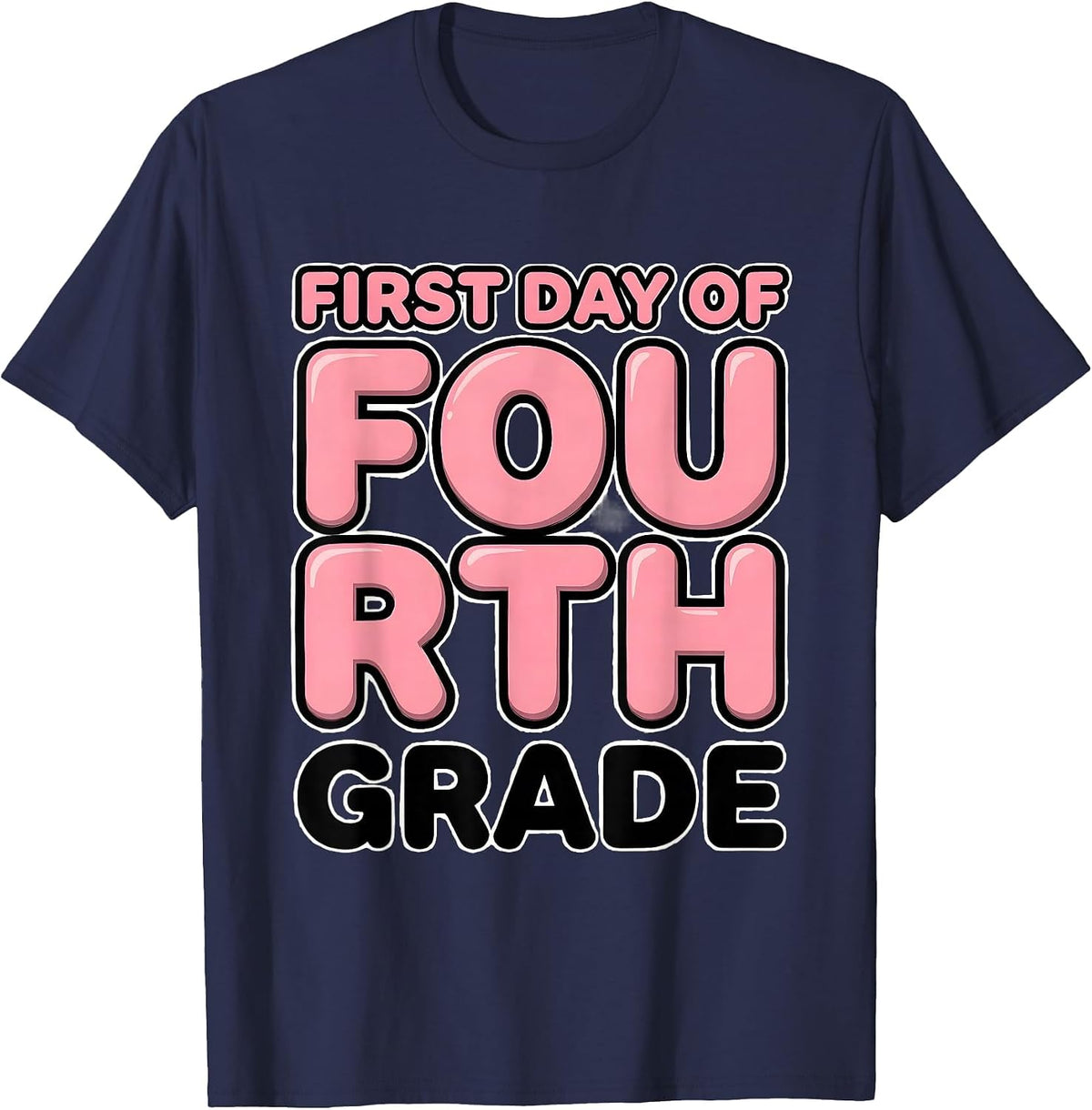 First Day Of Fourth Grade Coquette Back To School Girls Kids T-Shirt - Navy Blue