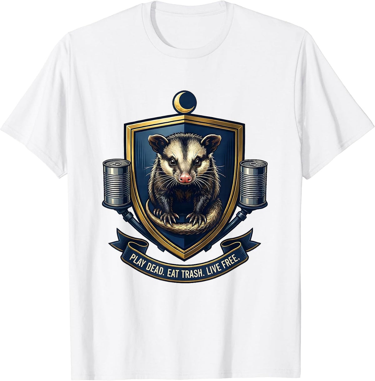 Men's Play Dead Eat Trash Live Free Funny Opossum Possum Lover T-Shirt - White