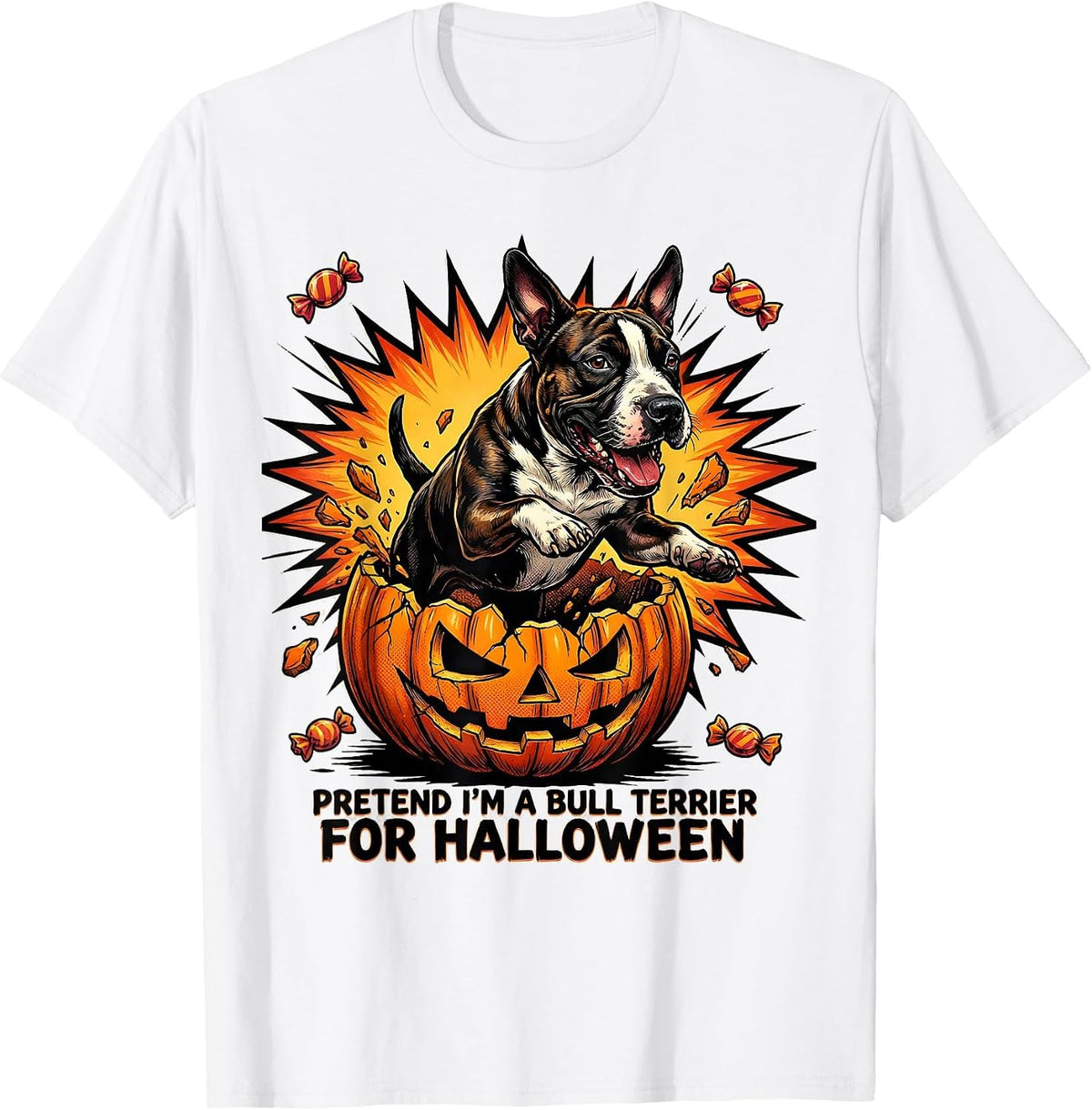 Men's Pretend I'm A Bull Terrier For Halloween Funny T-Shirt - White