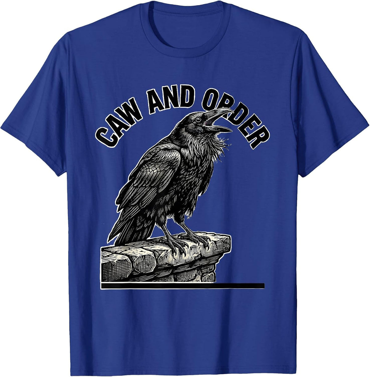 Men's Caw And Order Vintage Retro Gothic Crow Raven Dark Humor T-Shirt - Royal Blue