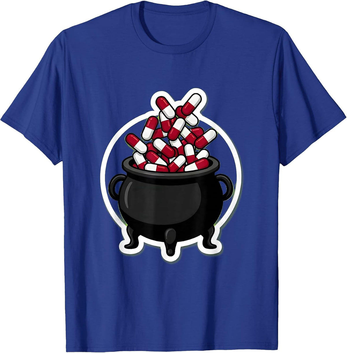 Men's Nurse Halloween Witch Cauldron Pill Potion Design T-Shirt - Royal Blue