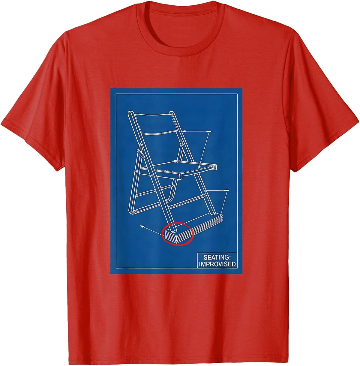 Men's Seating: Improvised Technical Blueprint Funny Friendsgiving T-Shirt - Red