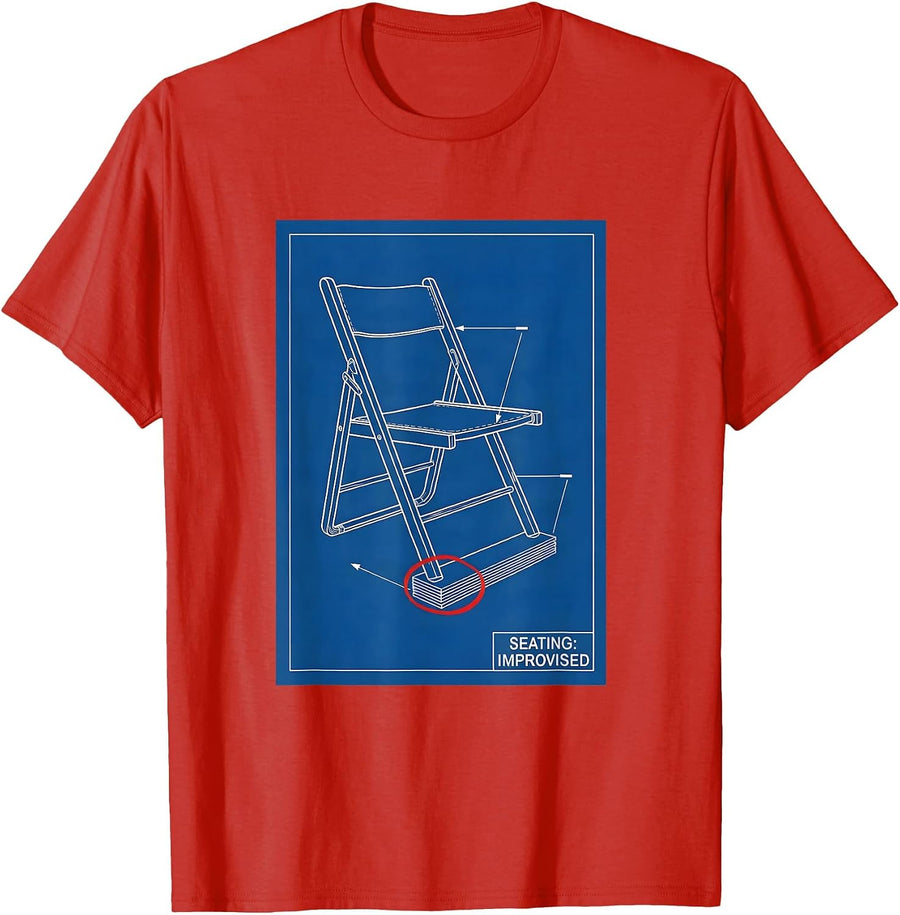 Men's Seating: Improvised Technical Blueprint Funny Friendsgiving T-Shirt - Red