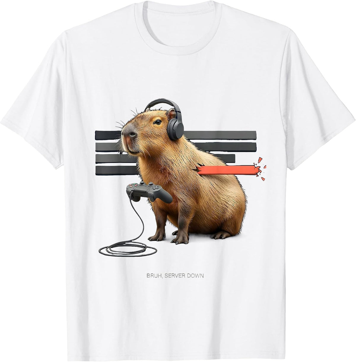 Bruh Server Down Funny Capybara Gamer Meme Humor T-Shirt - White