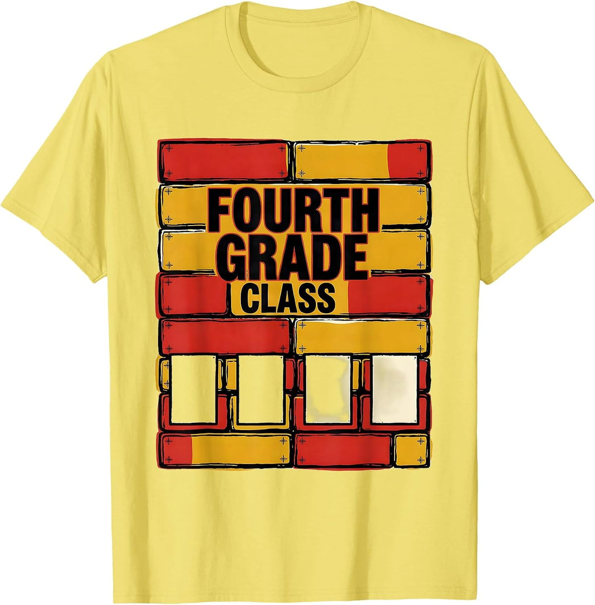 Men's Fourth Grade Class Screenprint Back to School Team Pride T-Shirt - Lemon Yellow