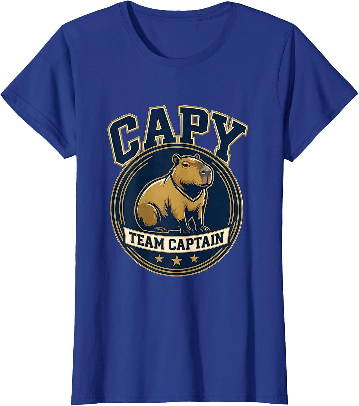 Women's Capy Team Captain Funny Capybara Meme Animal Lover Humor T-Shirt - Royal Blue