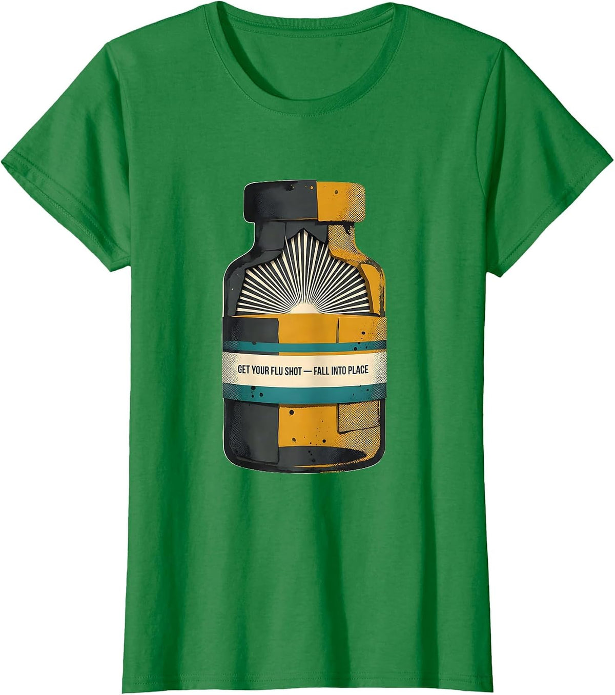Women's Get Your Flu Shot—Fall Into Place Midcentury Modern T-Shirt - Kelly Green