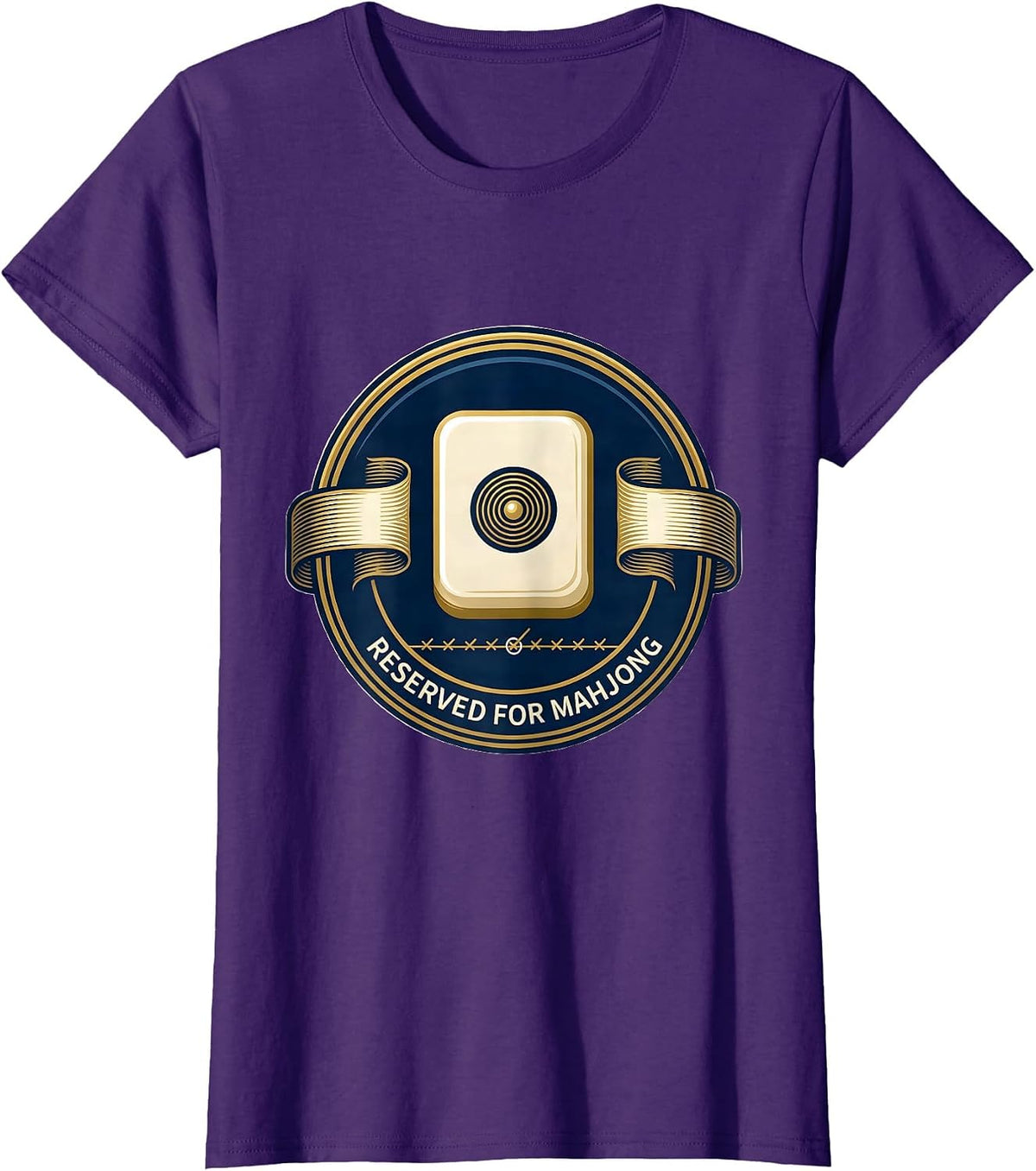 Women's Reserved For Mahjong Funny Mahjong Lover Tile Game Humor T-Shirt - Purple