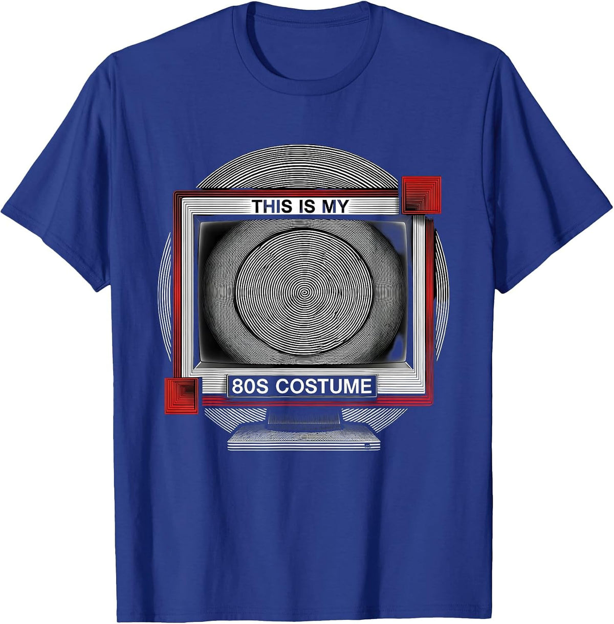 Men's This Is My 80s Costume Op Art Moiré Vintage Party T-Shirt - Royal Blue