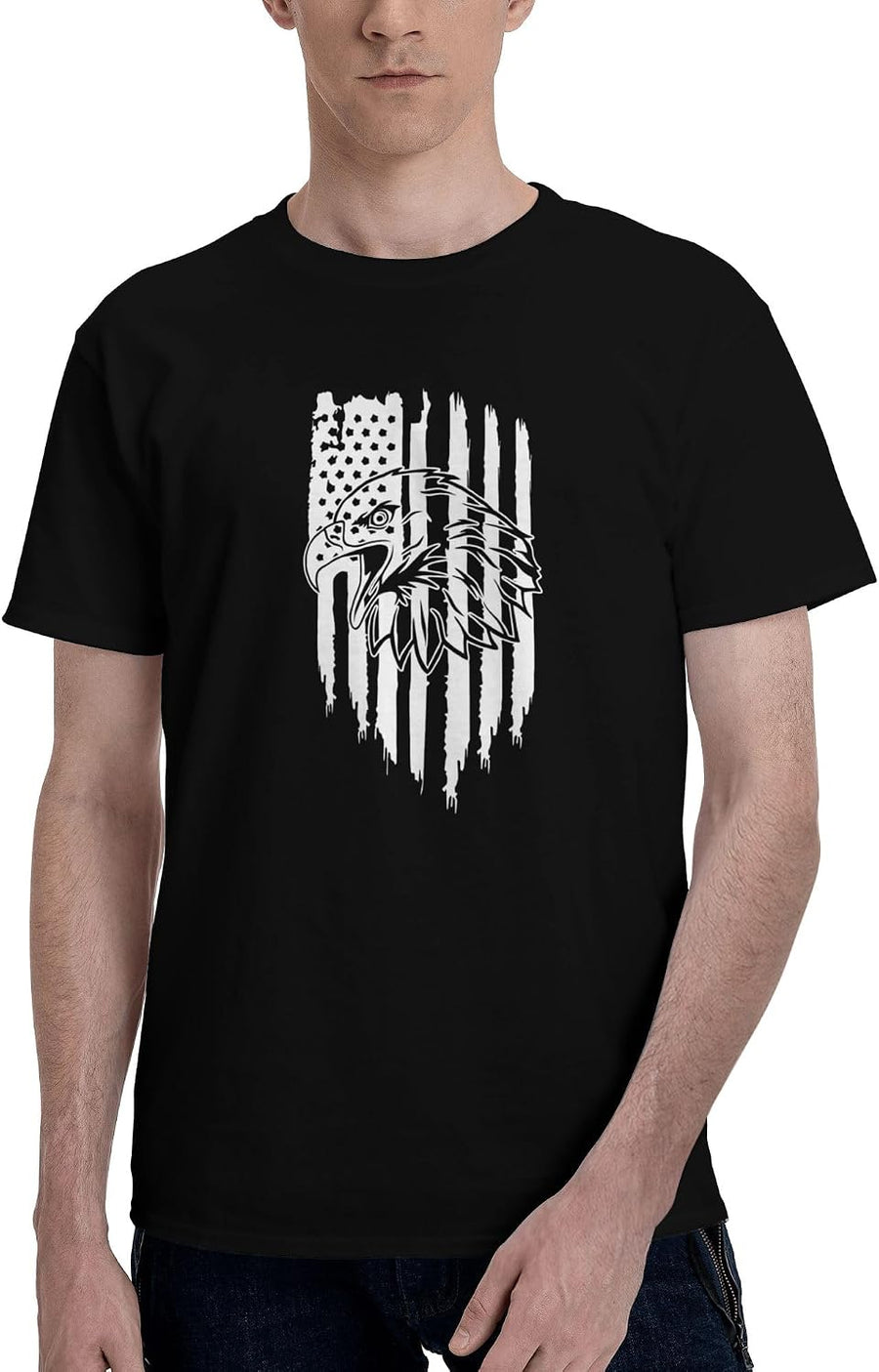 Men's T-Shirt,American Flag Bald Eagle,Minimalist Graphic Print Soft Jersey Summer Tee - As Pictured