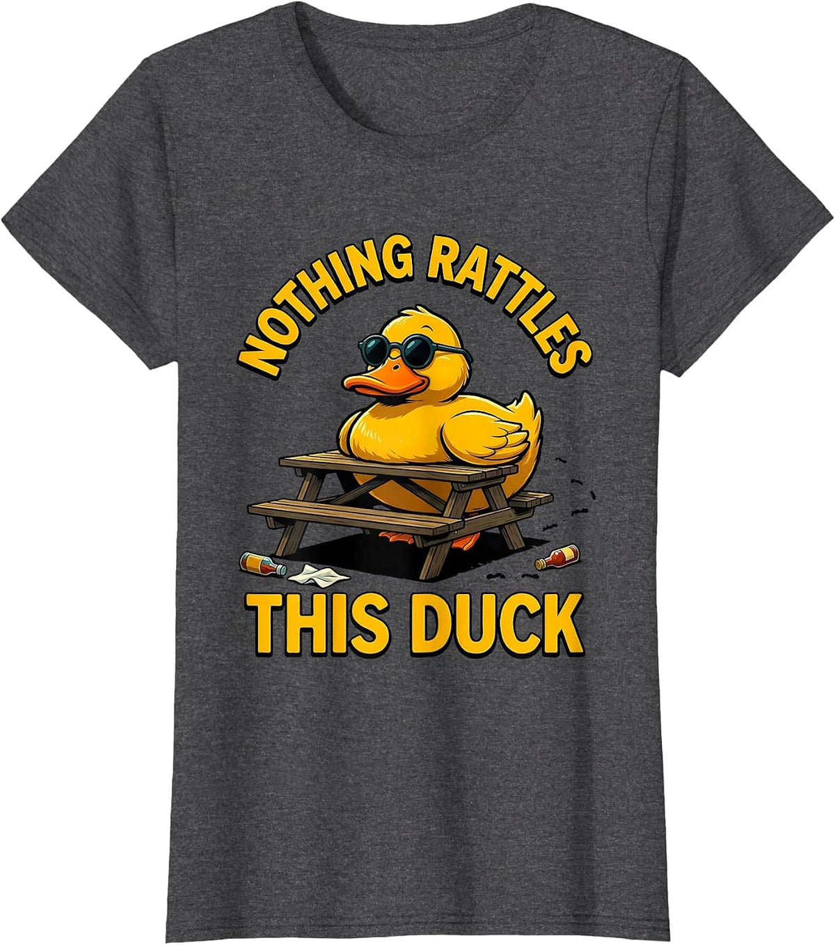 Women's Nothing Rattles This Duck Funny Cartoon Duck Novelty Gift T-Shirt - Dark Heather Grey