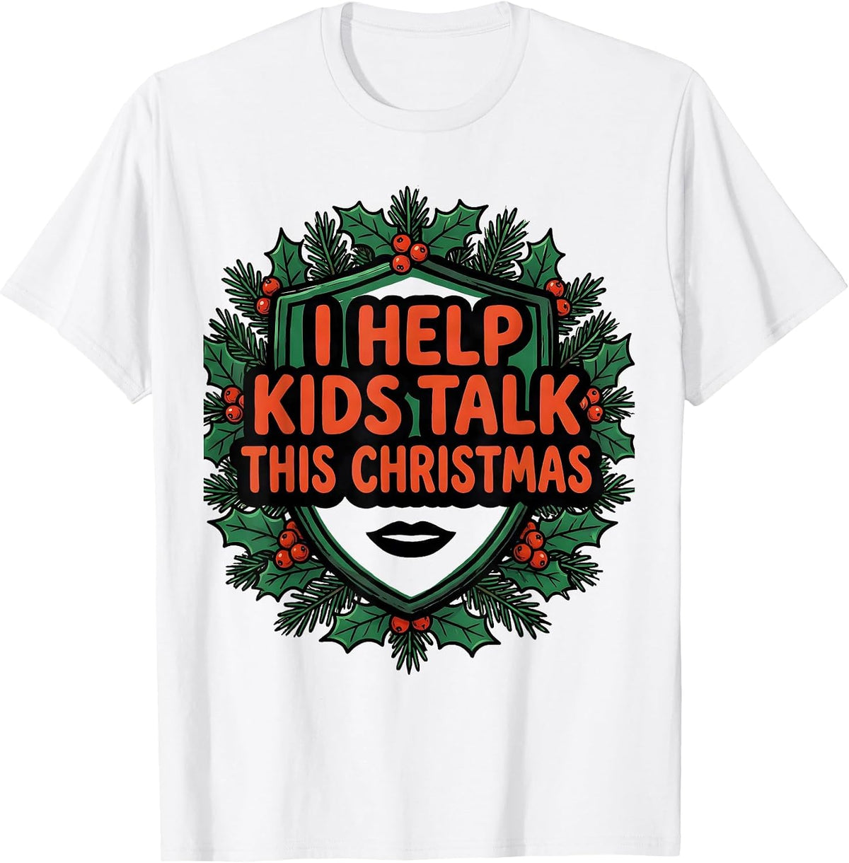Men's I Help Kids Talk This Christmas Retro Speech Therapist SLP T-Shirt - White