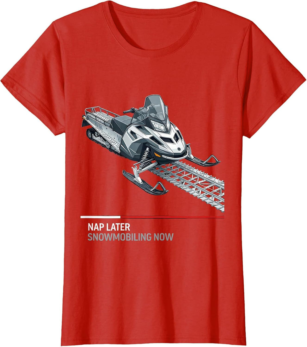 Nap Later, Snowmobiling Now Funny Grandpa Snowmobile Hobby T-Shirt - Red
