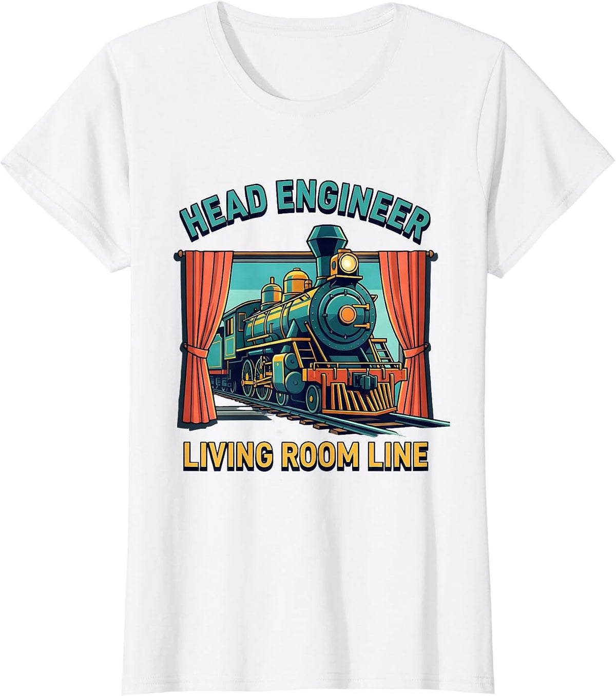 Head Engineer Living Room Line Funny Train Hobbyist Model T-Shirt - White