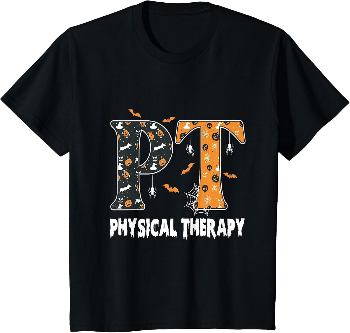 Physical Therapy Therapist Halloween Spooky PT Halloween T-Shirt - Black