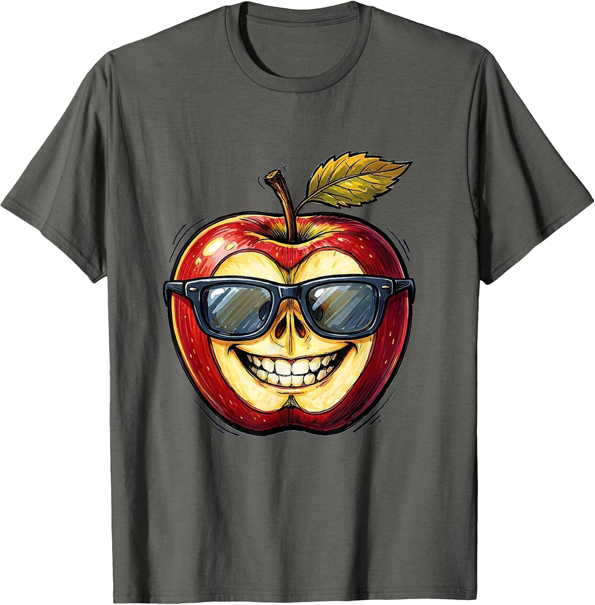 Men's Friyay Cool Apple Teacher Graphic Design T-Shirt - Asphalt Grey
