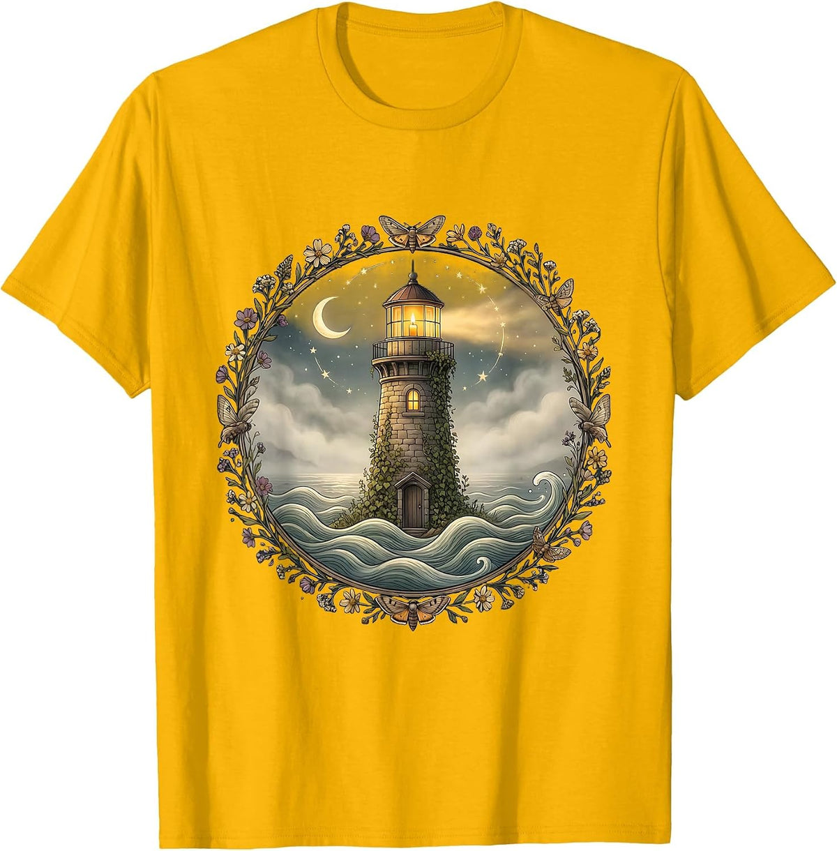 Suicide Prevention Awareness Lighthouse Beam Design T-Shirt - Golden Yellow