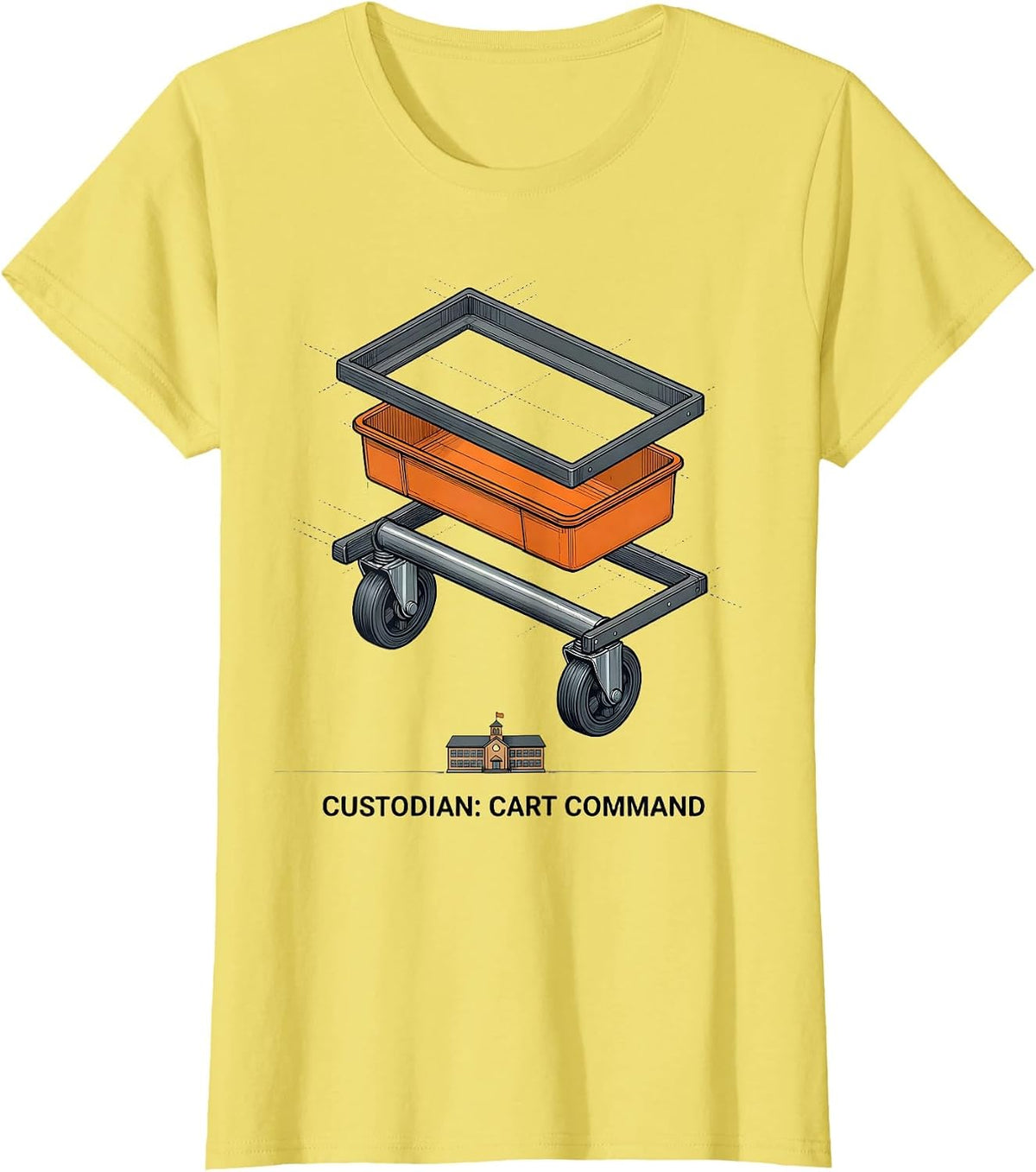 Custodian: Cart Command Exploded View Technical School T-Shirt - Lemon Yellow