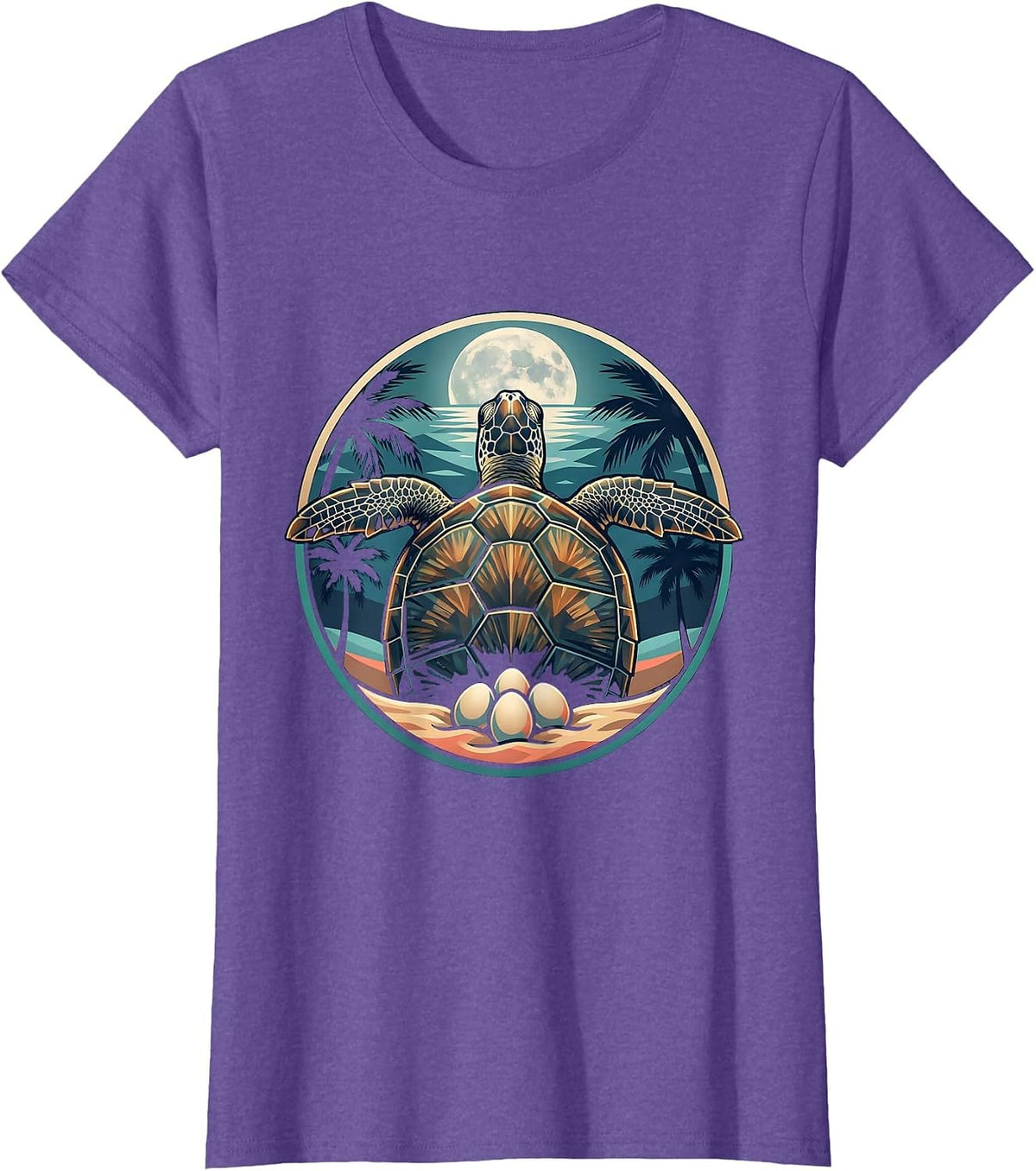 Costa Rica Leatherback Sea Turtle Nesting Beach T-Shirt - Purple Heather
