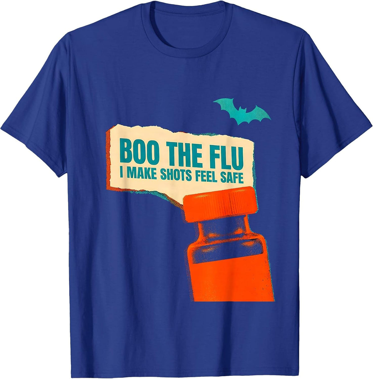 Boo the Flu I Make Shots Feel Safe Funny Halloween Nurse T-Shirt - Royal Blue