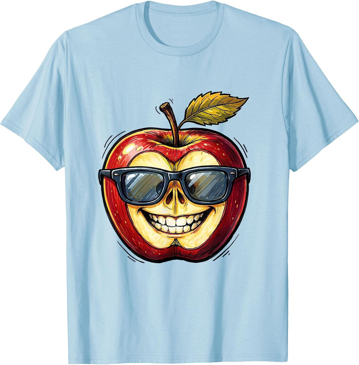 Men's Friyay Cool Apple Teacher Graphic Design T-Shirt - Baby Blue