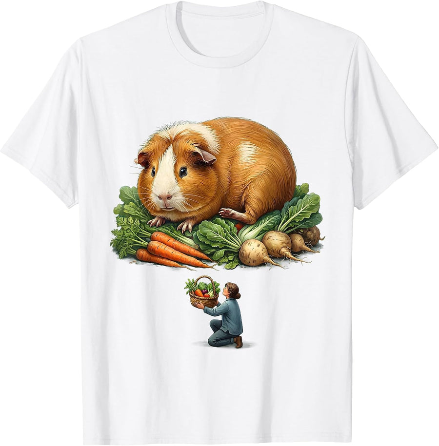 Royal Guinea Pig Garden Feast Storybook Pet Lover Humor T-Shirt - White