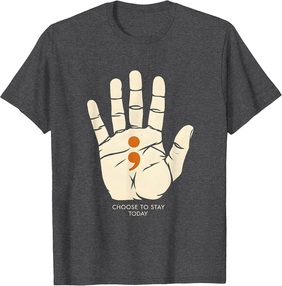 Men's Choose To Stay Today Suicide Prevention Awareness T-Shirt - Dark Heather Grey