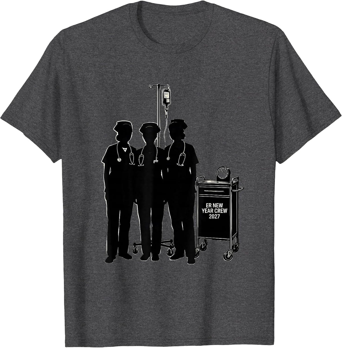 Men's ER New Year Crew 2027 Funny Nurse Squad New Years Eve Party T-Shirt - Dark Heather Grey