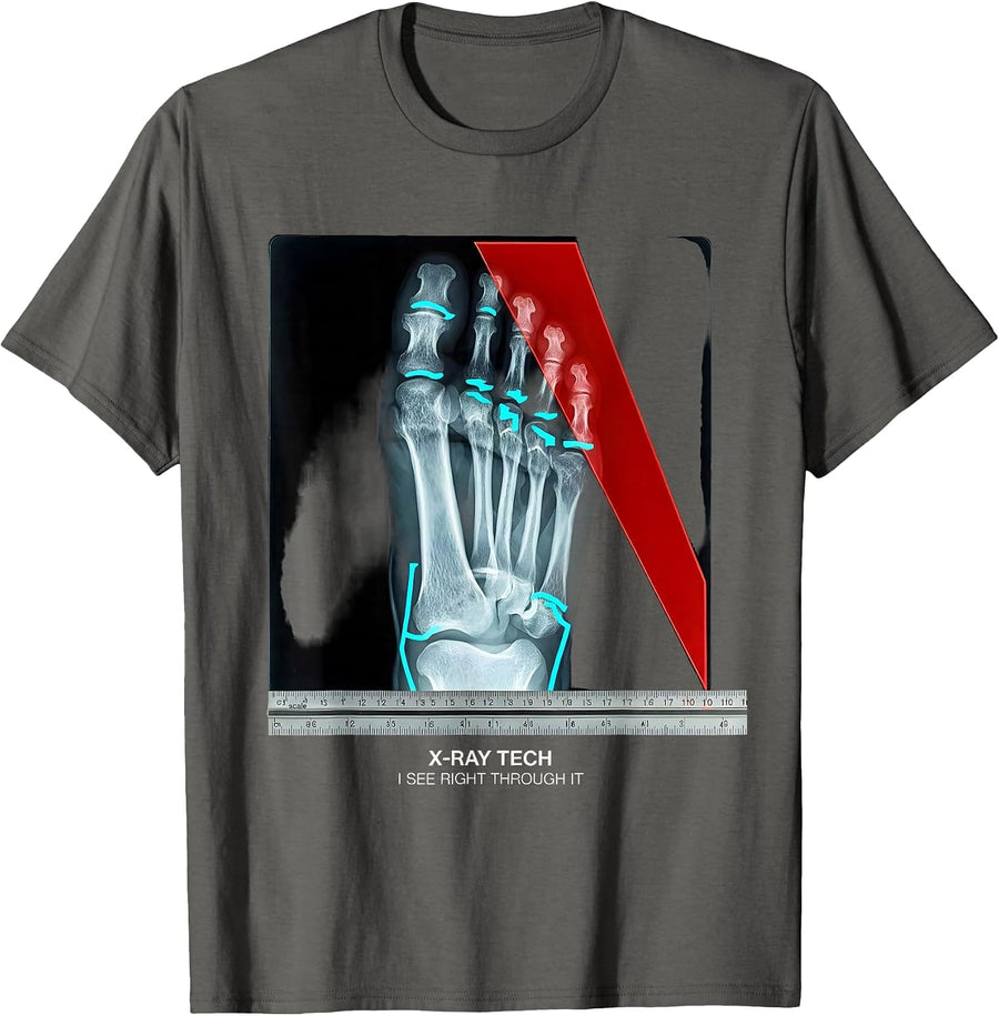 X-Ray Tech, I See Right Through It Radiology Tech Humor Gift T-Shirt - Asphalt Grey