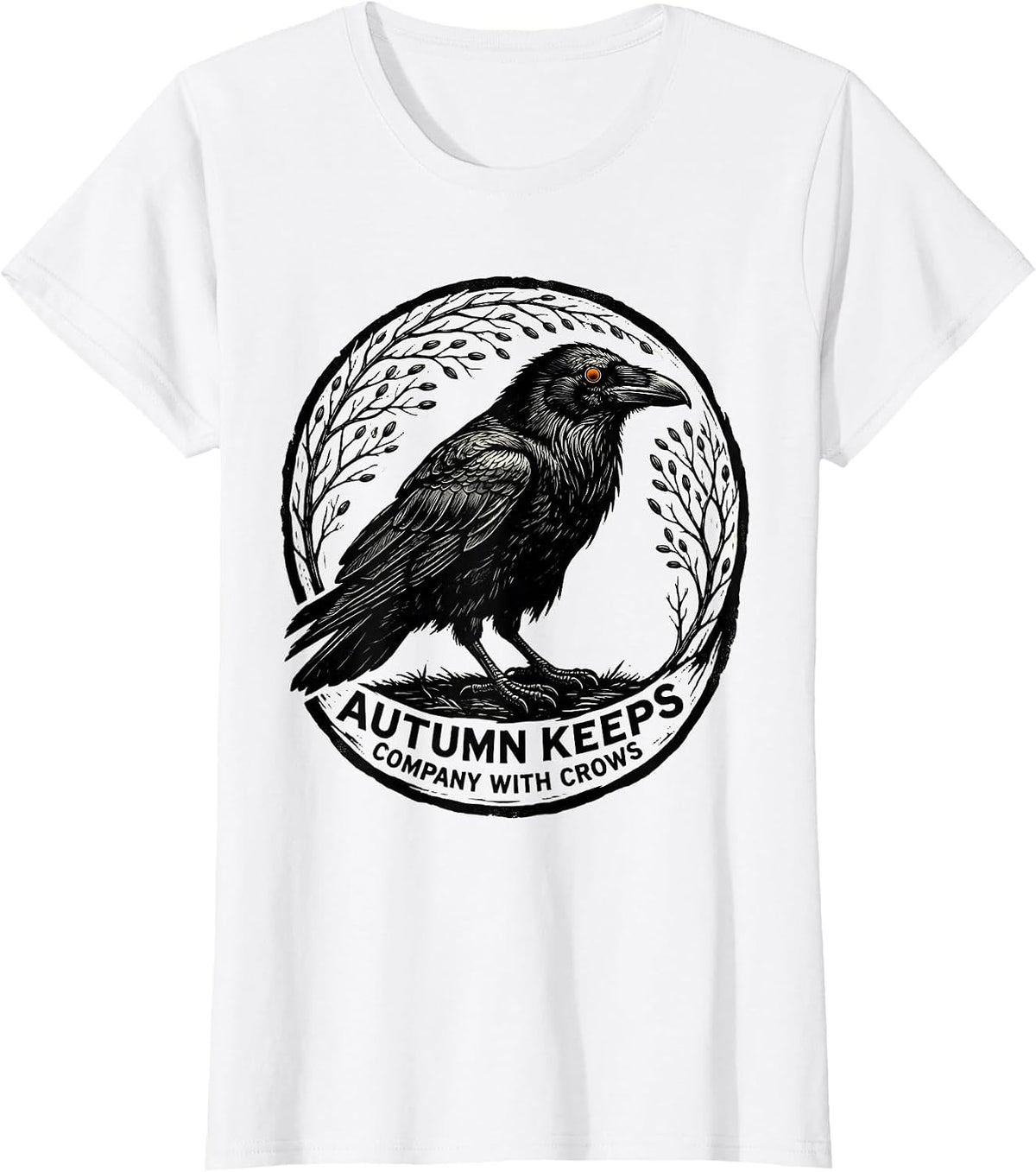 Autumn Keeps Company With Crows Gothic Nature Bird Lover T-Shirt - White