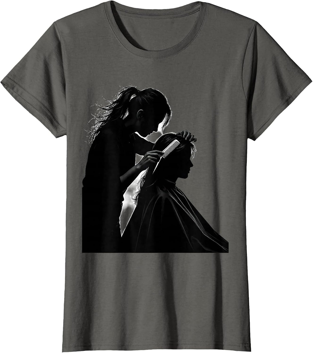 Women's Silhouette Barber Gift Hair Stylist Humor T-Shirt - Asphalt Grey