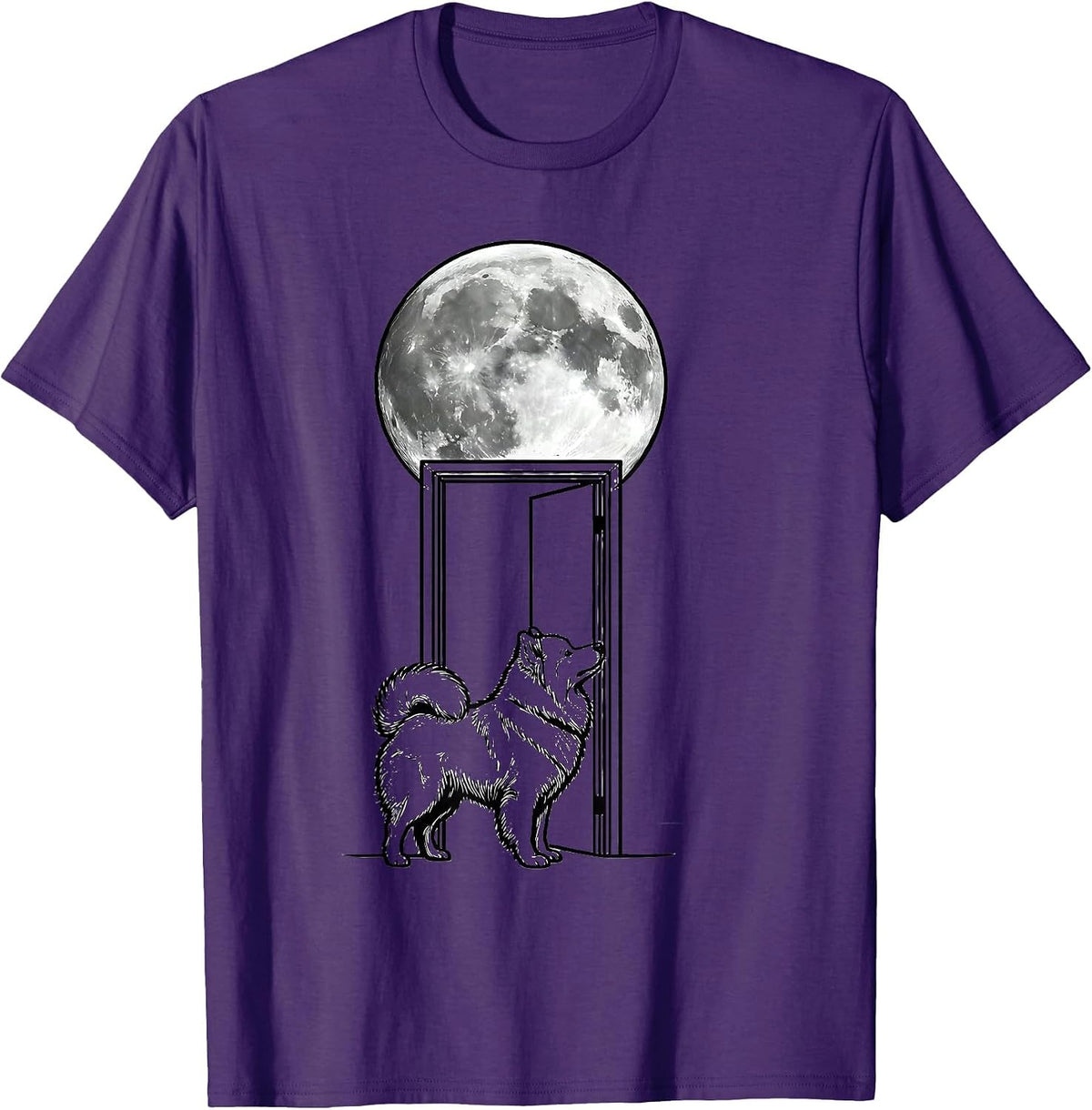 Samoyed Howling at the Moon Retro Dog Breed Portrait T-Shirt - Purple