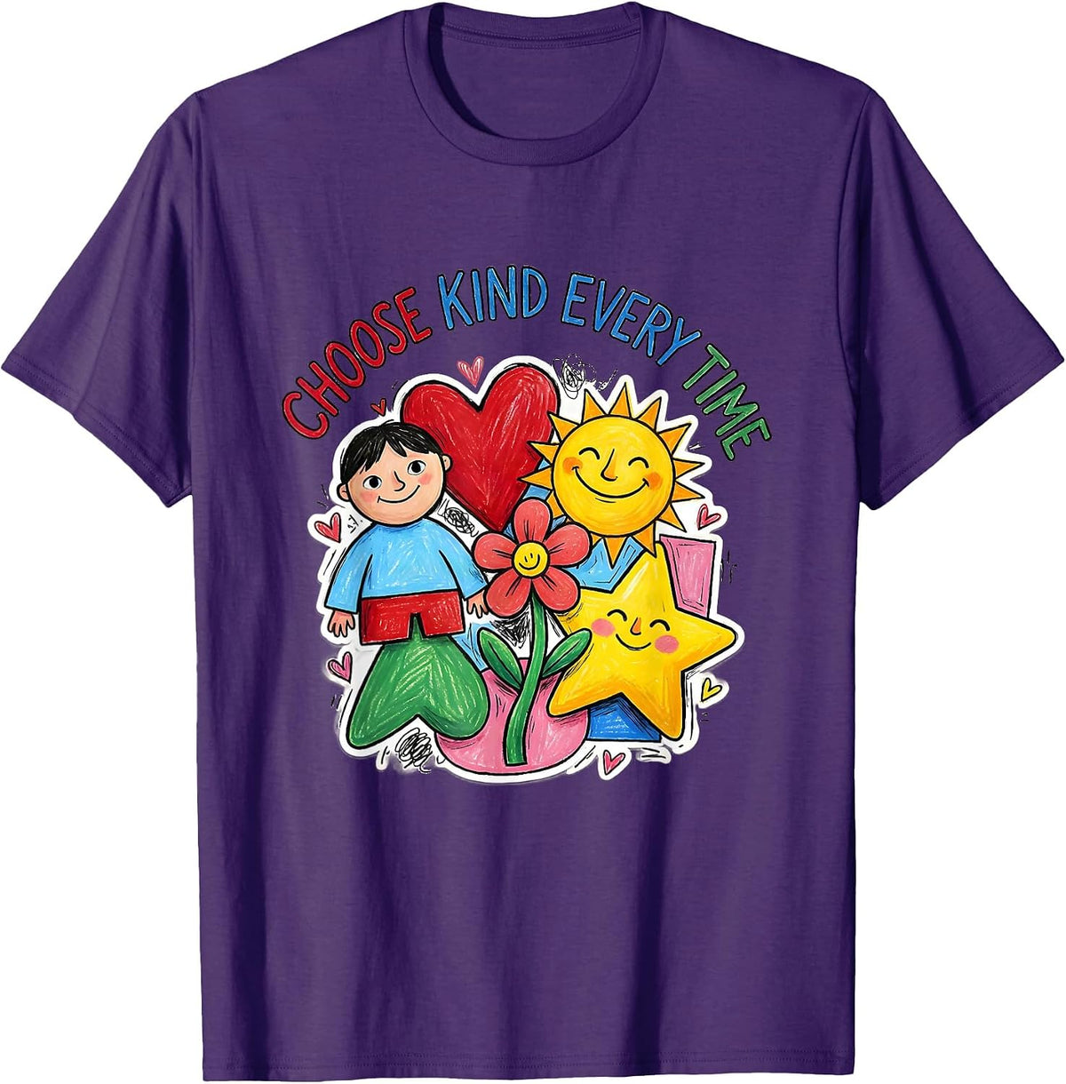 Choose Kind Every Time Kindness Graphic Design T-Shirt - Purple