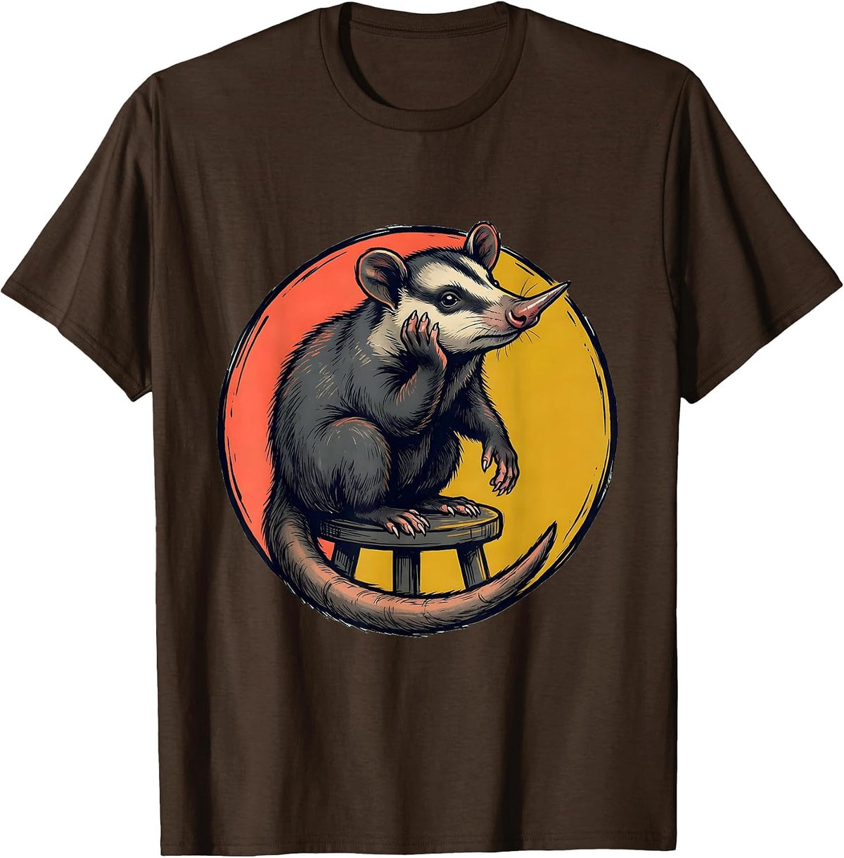 Men's Sealed Opossum Marker Outline Funny Animal Meme T-Shirt - Brown
